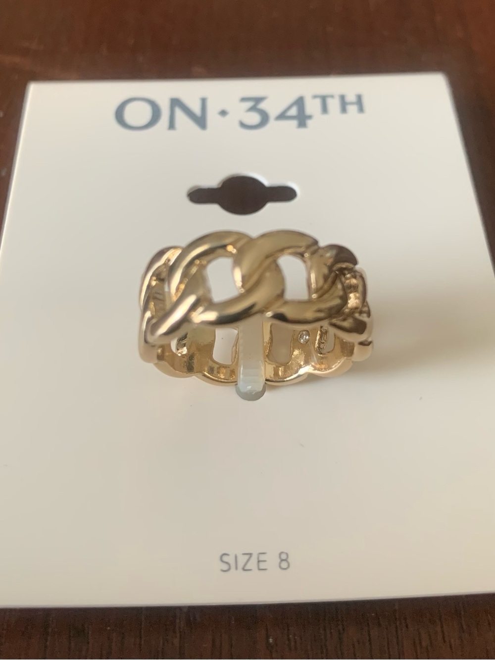 On 34th Goldtone Chain Link Ring - Size 8 New